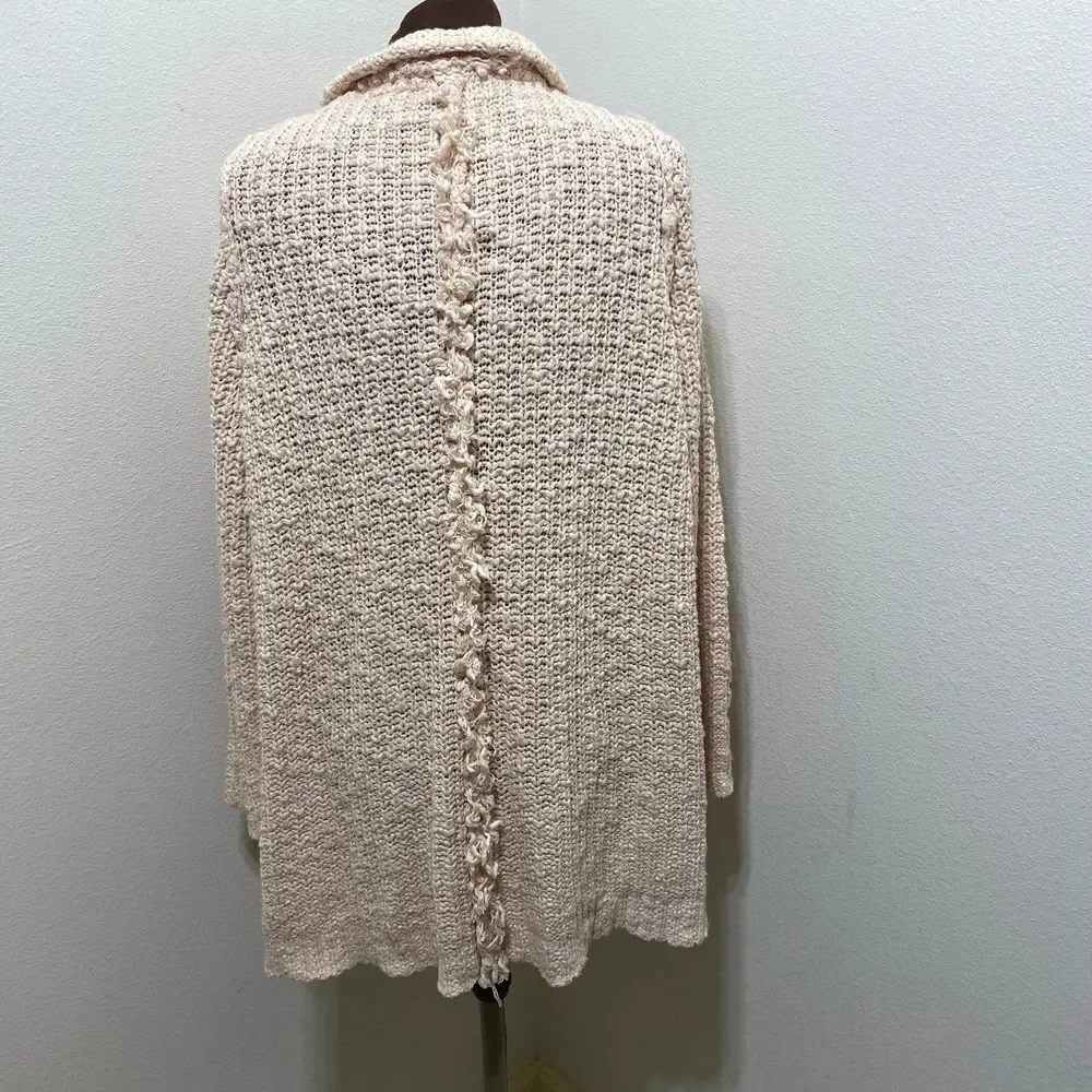 Free People Waterfront Chunky-Knit Long Sleeves Cardigan in Rose Size X-Small